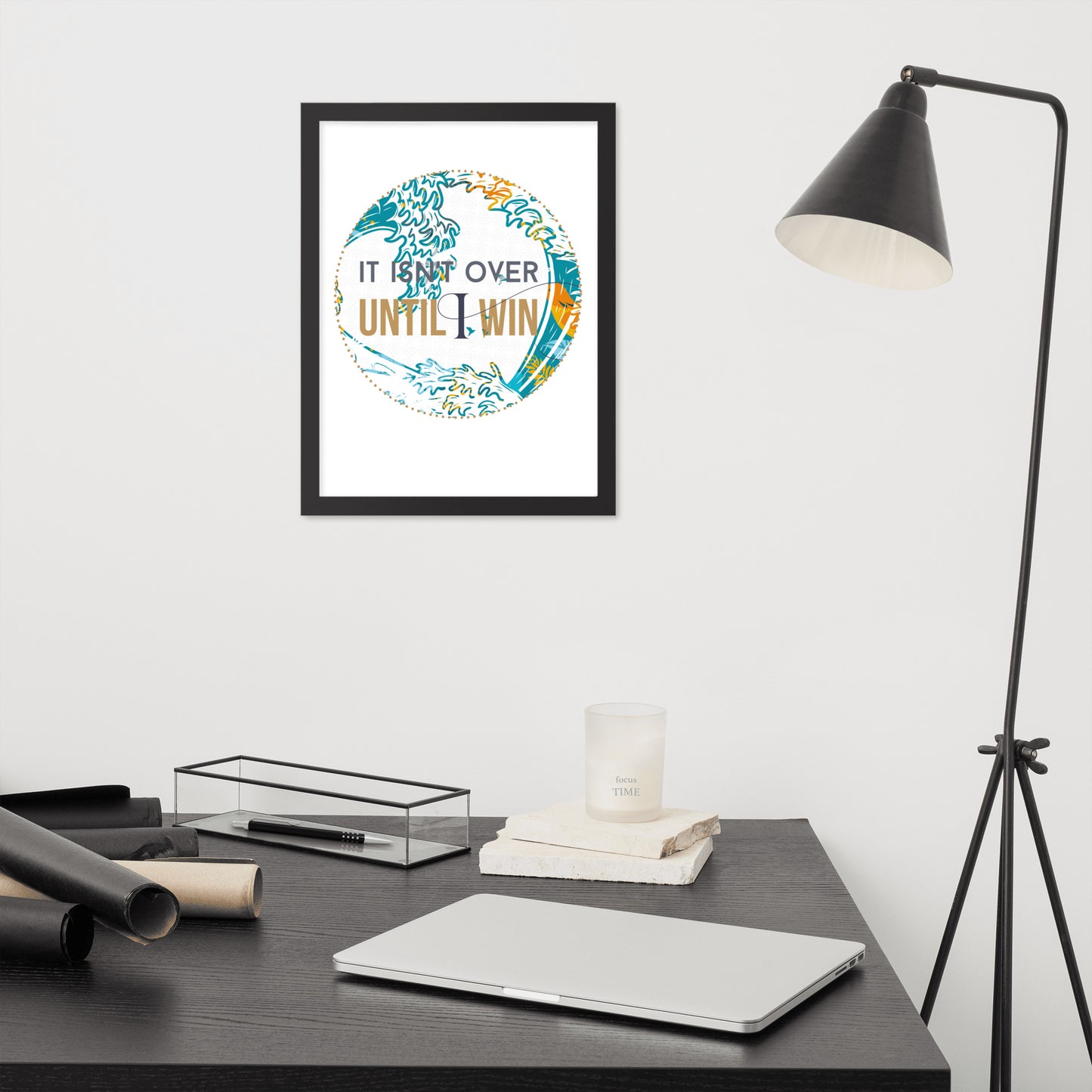 Till I win, Motivational Framed Print (circle)