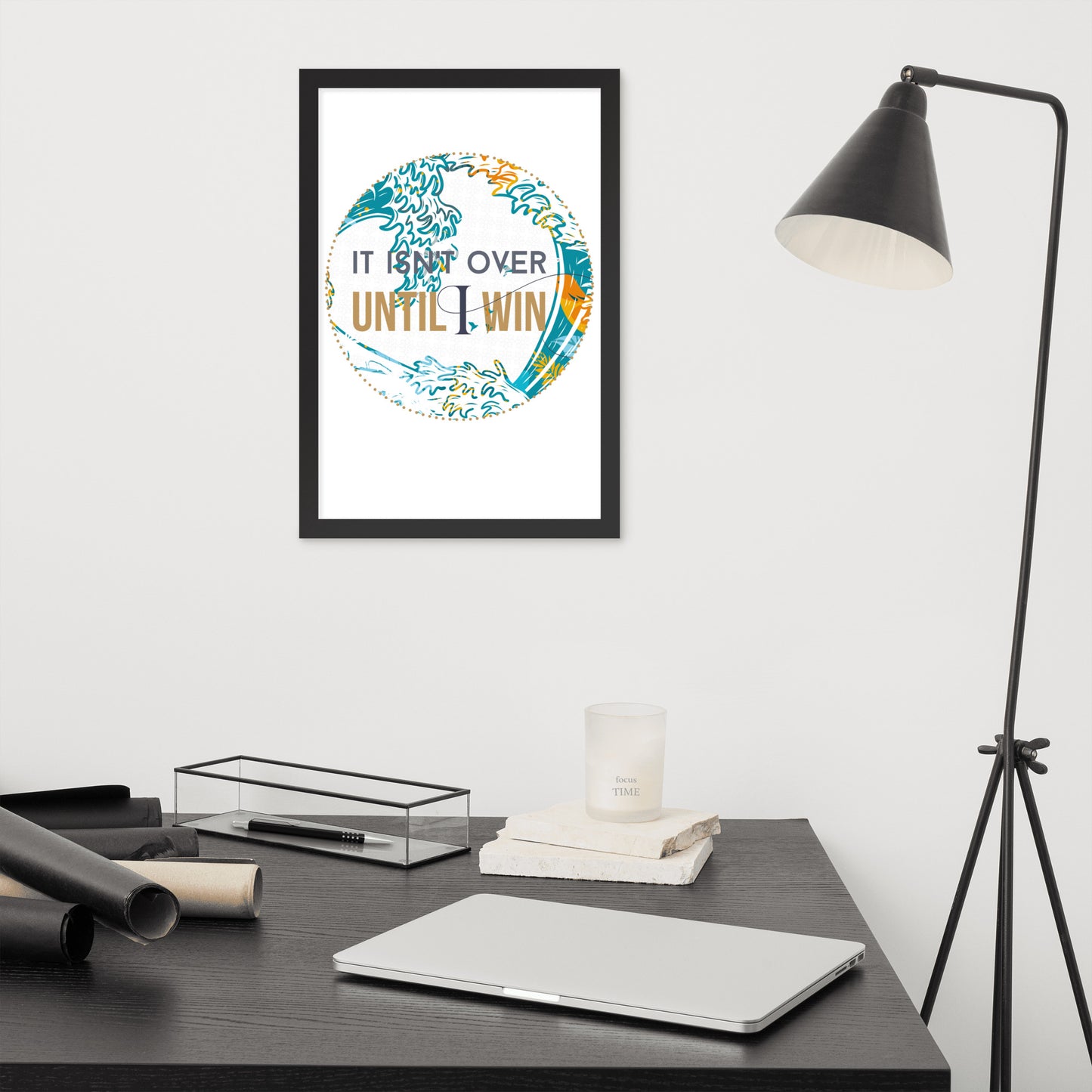 Till I win, Motivational Framed Print (circle)