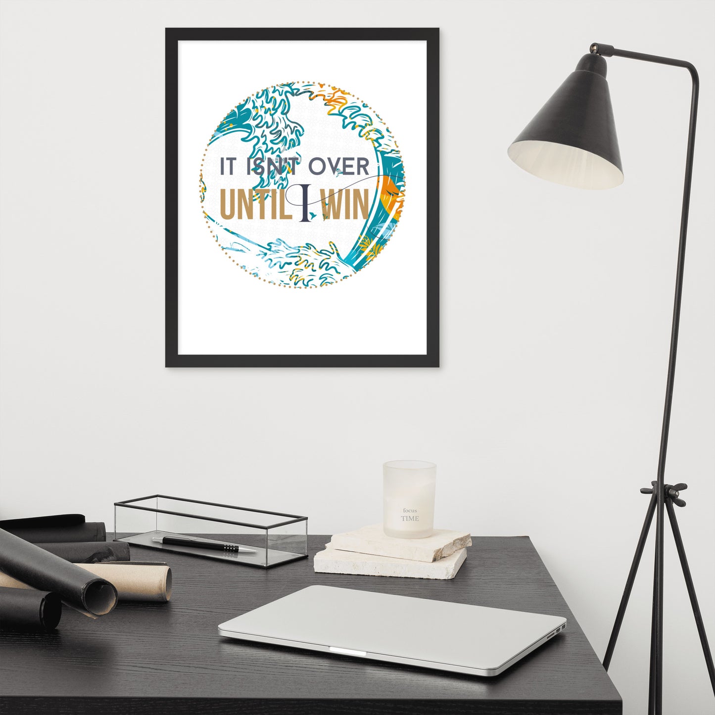 Till I win, Motivational Framed Print (circle)