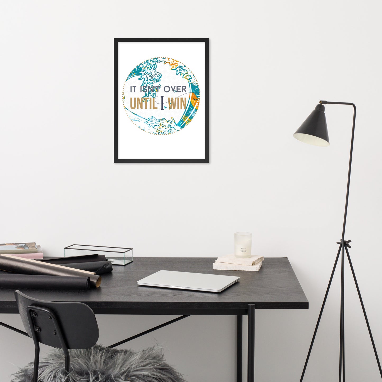 Till I win, Motivational Framed Print (circle)
